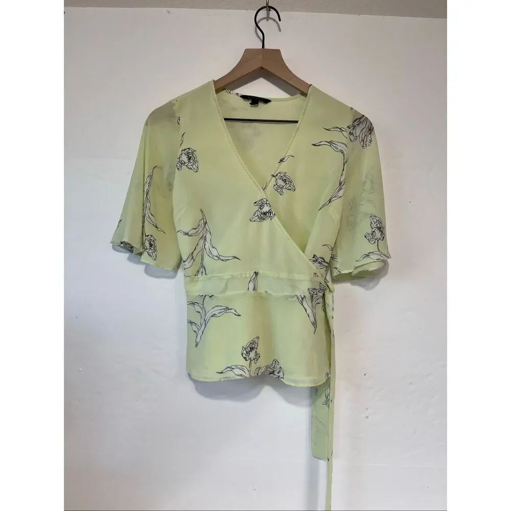 Banana Republic Floral Wrap Blouse Size S